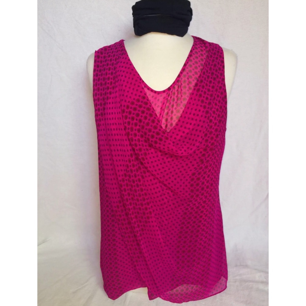 CAbi #983 Fuchsia Drape Neck Sleeveless Blouse Med